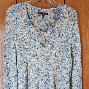 Como Black Women's XL Long Sleeve Knit Pull Over Long Sweater Tunic multi-color.